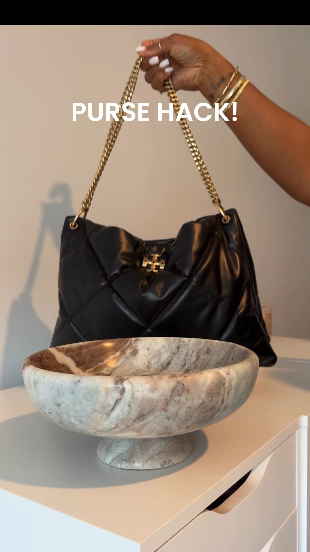 Genius right! empty everything from your handbag every night into bowl. Grab a new handbag from your closet and fill it up with the items for the next day. Is the perfect way to keep your handbags and rotation so you don’t get stuck carrying the same bag every single day

Marble Purse bowl 🤌🏾✨

pursehack #baglover #bagswitchhack #homeessentials #lifehack  #fashionhacks #bagswitchhack #midlife #xojalonda 

#LTKStyleTip #LTKOver40 #LTKHome