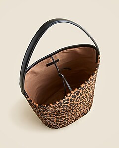Berkeley bucket bag in leopard-print calf hair and leather | J. Crew US