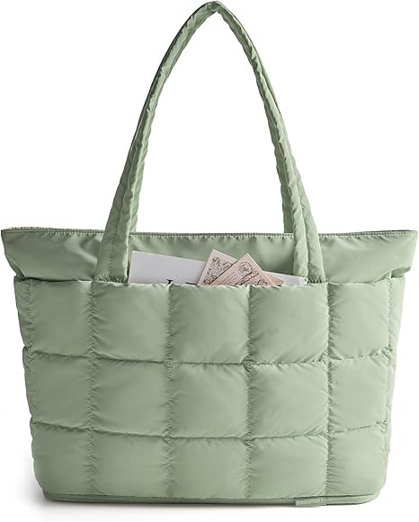 BAGSMART Expandable Tote Bag for Women, Puffer Work Tote Handbag, Quilted Carry On Bag for Travel... | Amazon (US)
