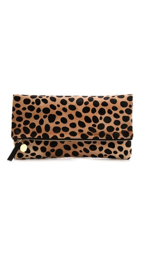 Click for more info about Clare V. Haircalf Fold Over Clutch - Leopard
