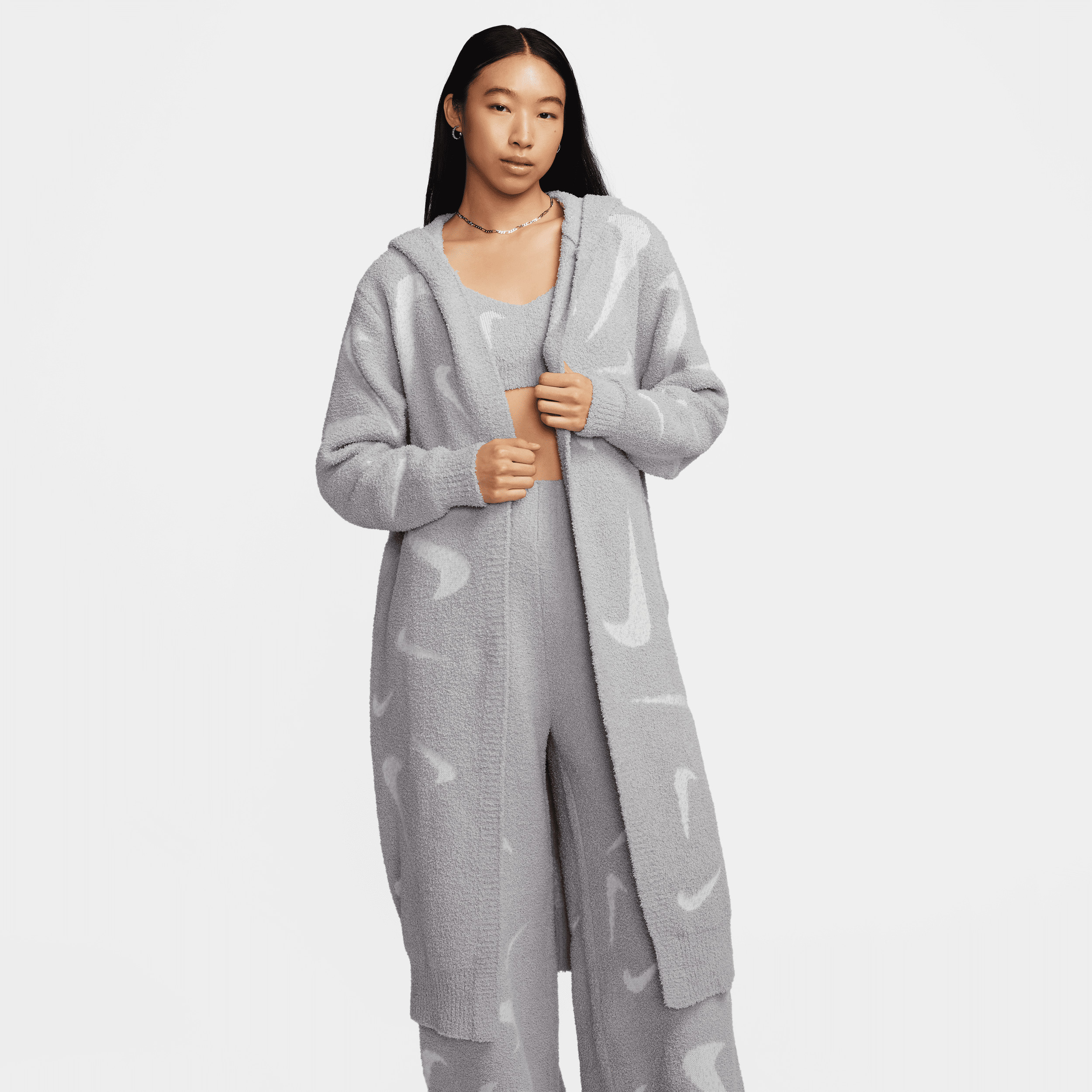 Women's Nike Sportswear Phoenix Cozy BouclÃ© Loose Long Knit Cardigan in Grey | FD4282-077 | Nike (US)