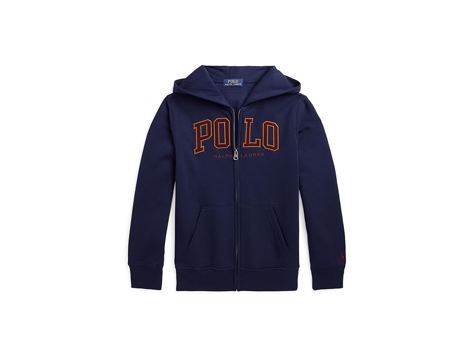 Polo Ralph Lauren Kids Logo Fleece Full Zip Hoodie (Big Kids) (Refined Navy) Boy's Sweatshirt | Zappos