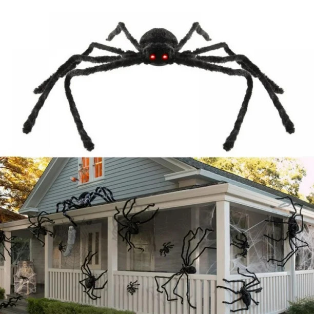 Halloween Giant Spider Decorations, Large Fake Spider with Straps Hairy Backpack Spider Realistic... | Walmart (US)