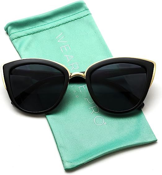 Womens Cat Eye Mirrored Reflective Lenses Oversized Cateyes Sunglasses | Amazon (US)