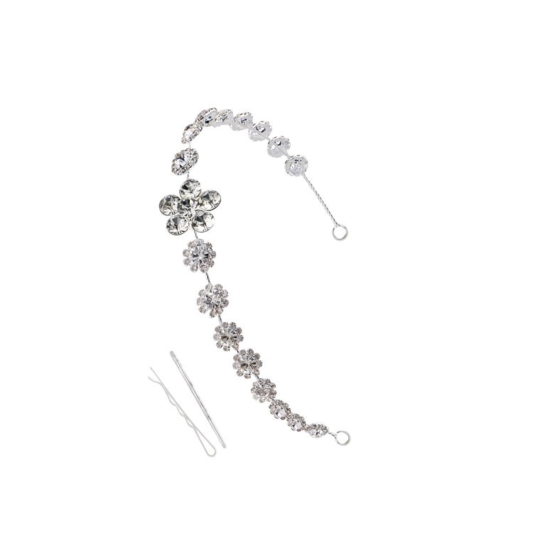 Silvery Bridal Wedding Headpiece Clear Zirconia Cubic Crystal Drop Leaf Hair Vine Accessory | Walmart (US)