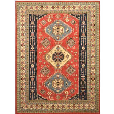 One-of-a-Kind Jevon Hand-Knotted Kazak Red/Blue/Green 9' x 12' Wool Area Rug | Wayfair North America