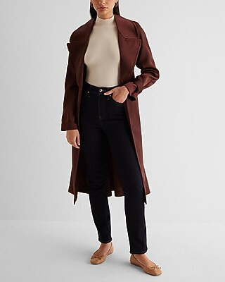 Satin Belted Trench Coat | Express