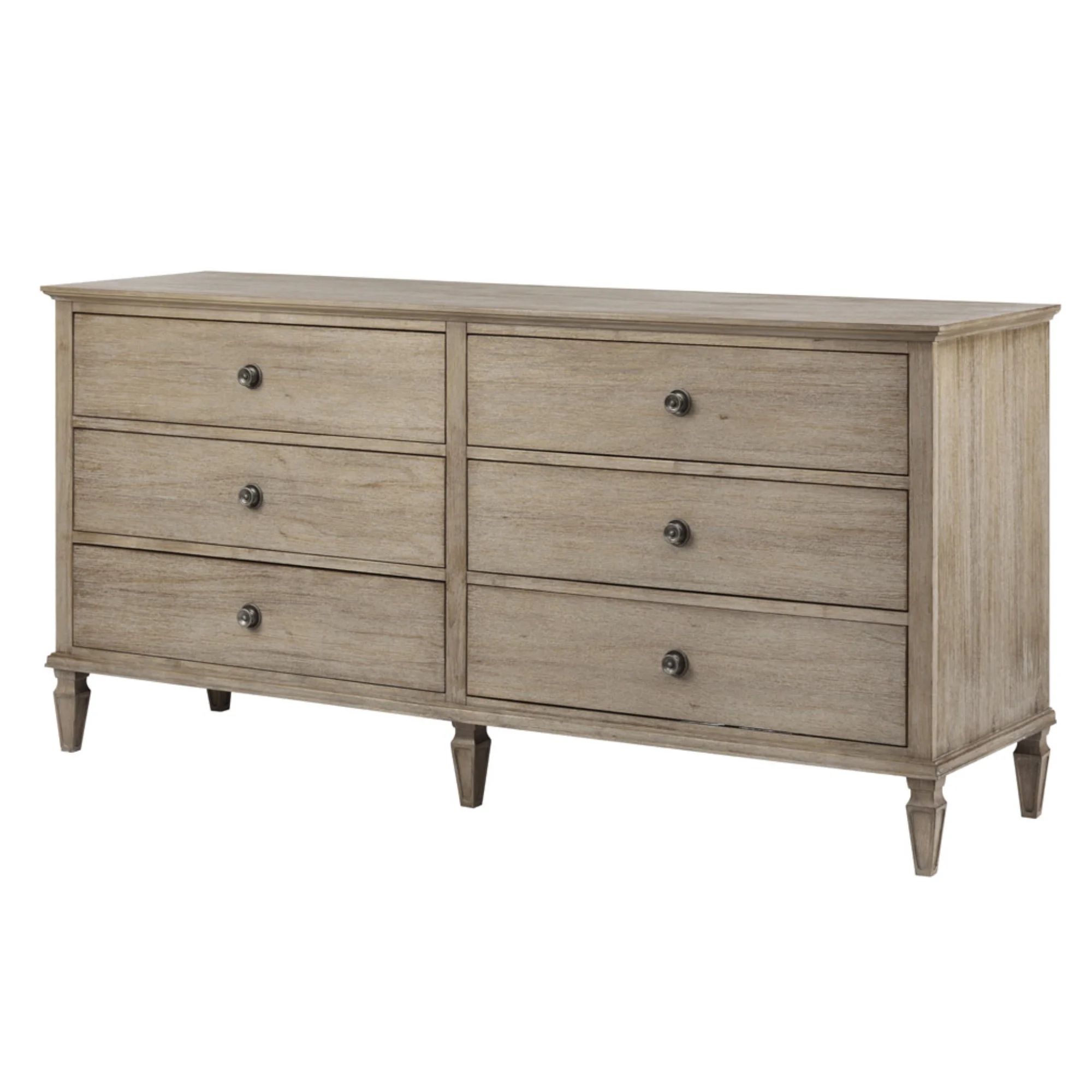 Exquisite French-Inspired 6-Drawer Dresser | Wire Brushed Natural Finish with Grey Highlights | A... | Walmart (US)