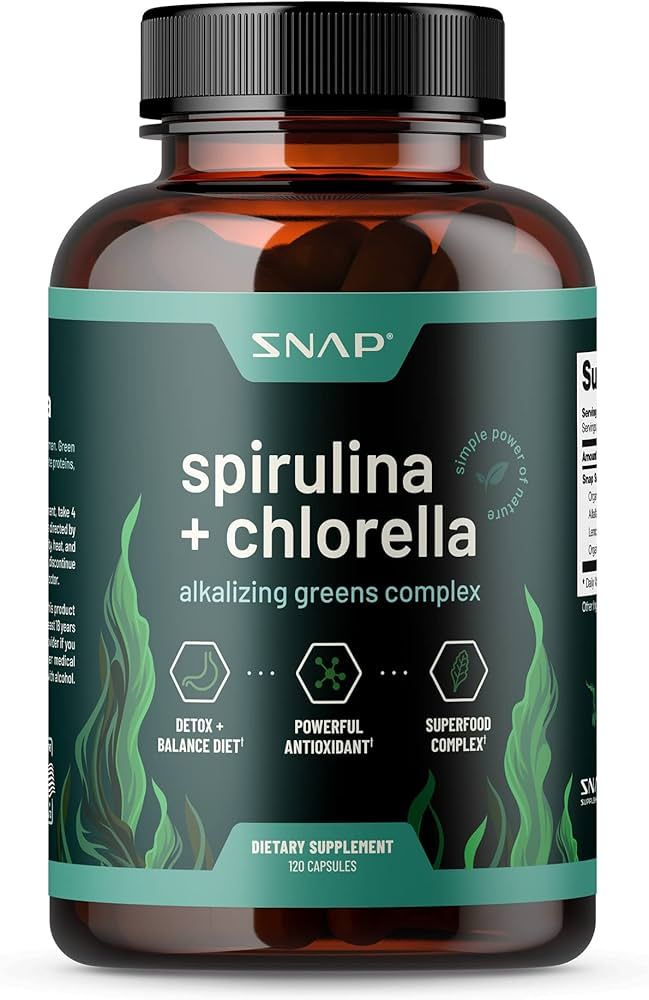Organic Spirulina Chlorella Capsules - Spirulina Green Superfoods for Heart Support, Natural Ener... | Amazon (US)