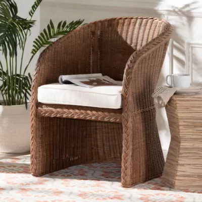 bali & pari Memphis Peanut Brown Braided Rattan Arm Chair | Belk