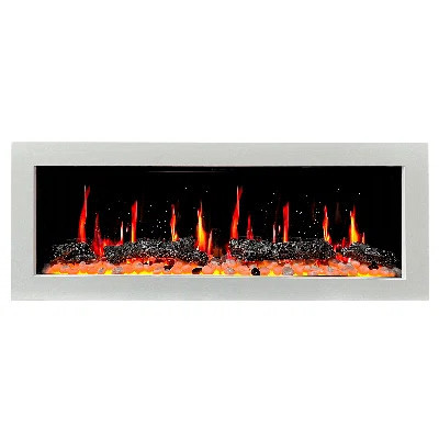 Litedeer Homes Gloria II 48" W Electric Fireplace - Driftwood Logs & River Rocks | Wayfair North America