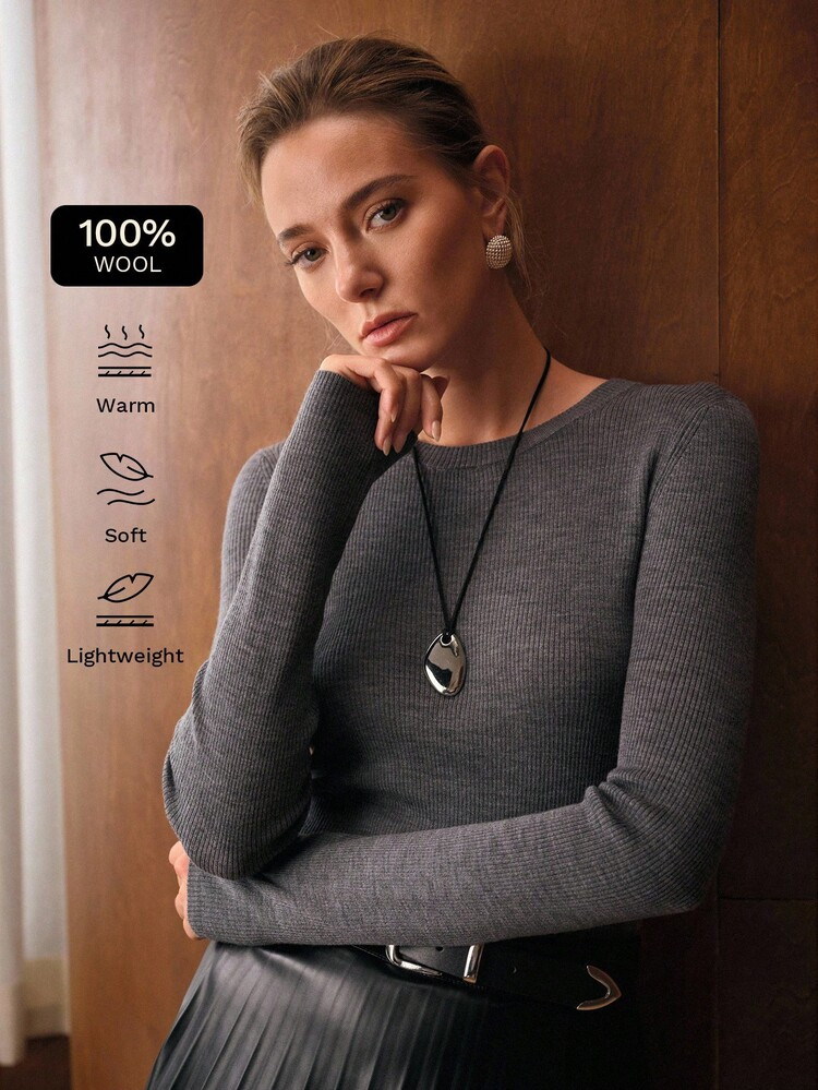 Grey Knit Top | SHEIN