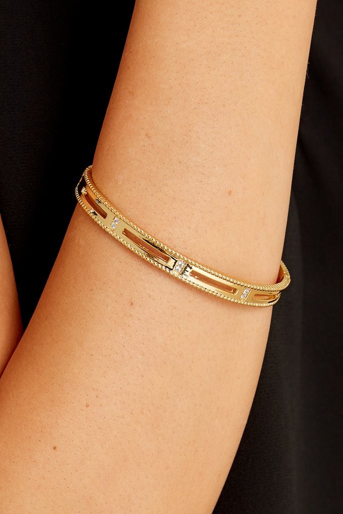 5th Avenue Gold Bangle | Red Dress 