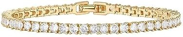 PAVOI 14K Gold Plated 3mm Cubic Zirconia Classic Tennis Bracelet | Gold Bracelets for Women | Siz... | Amazon (US)
