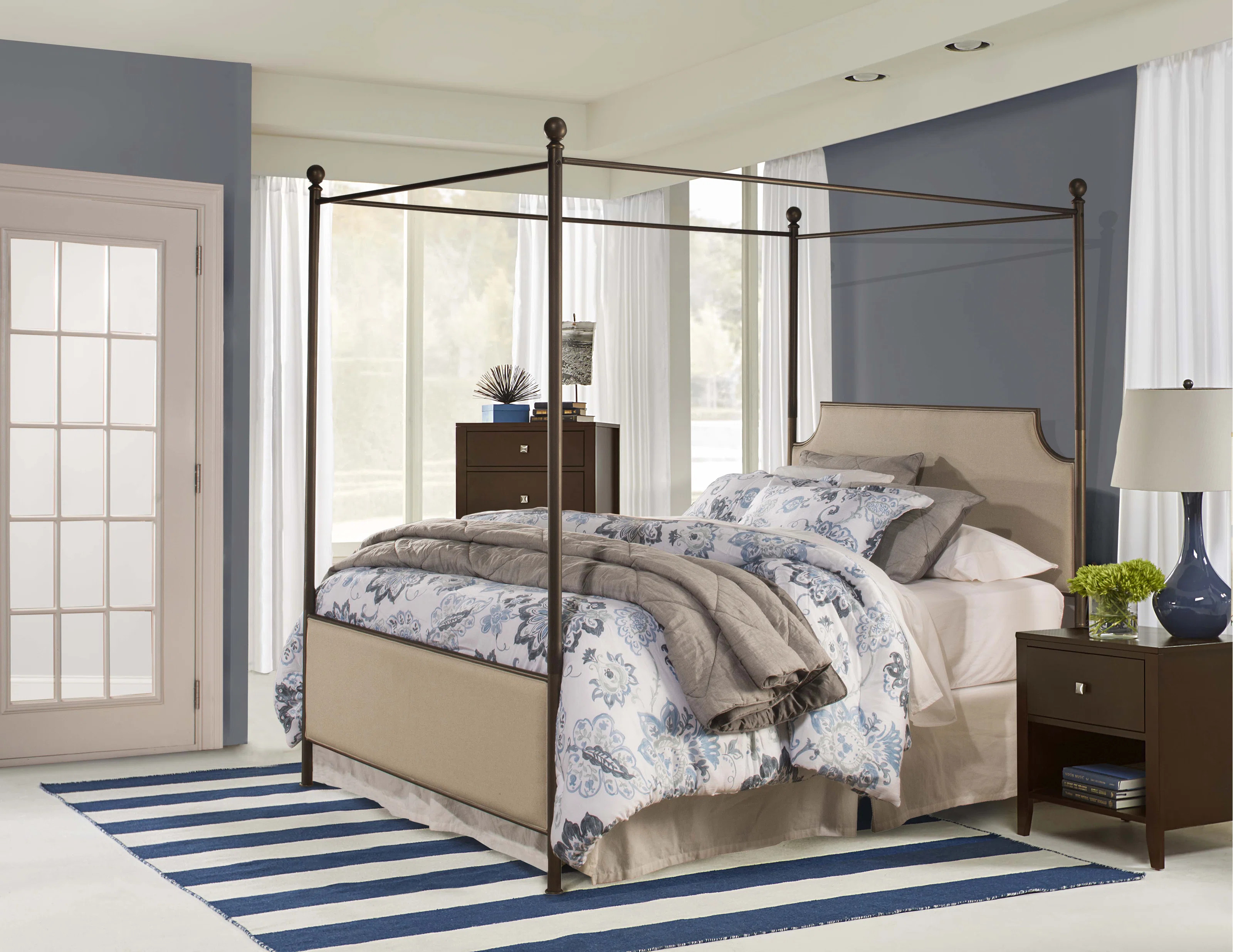 Pemberton Heights Upholstered Low Profile Canopy Bed | Wayfair North America