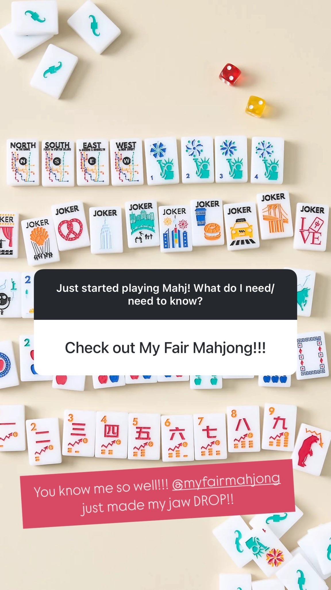 I’m getting into mahjong and I’ve been looking for new sets. This one might have to make its way to my place. 🚕