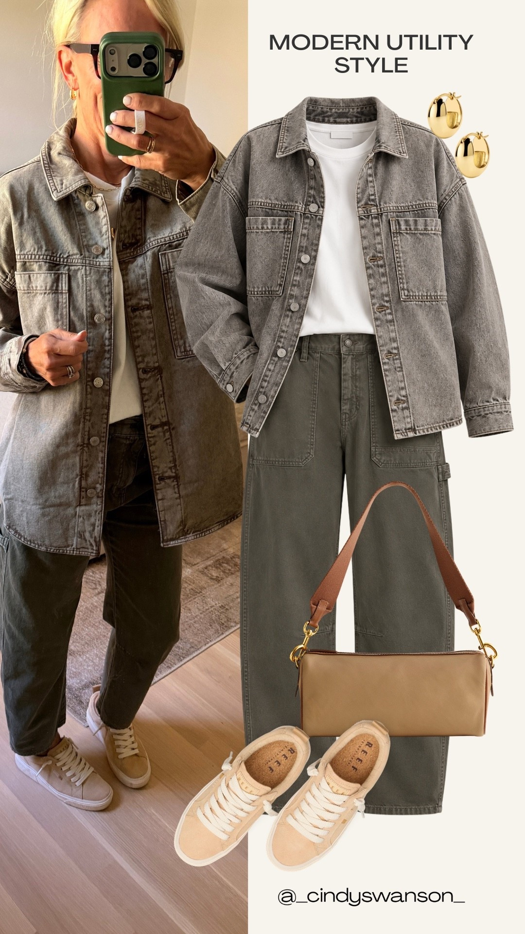 This gray denim utility jacket is such a versatile layer for fall. I paired it with a simple white tee, olive utility pants, and neutral sneakers for an easy everyday look that feels polished without being overdone.

#LTKootd #LTKOver40 #LTKgrwm