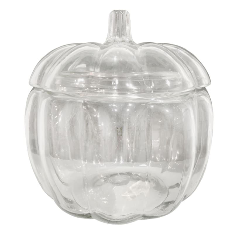 Pumpkin Shaped Glass Bowl with Lid | At Home