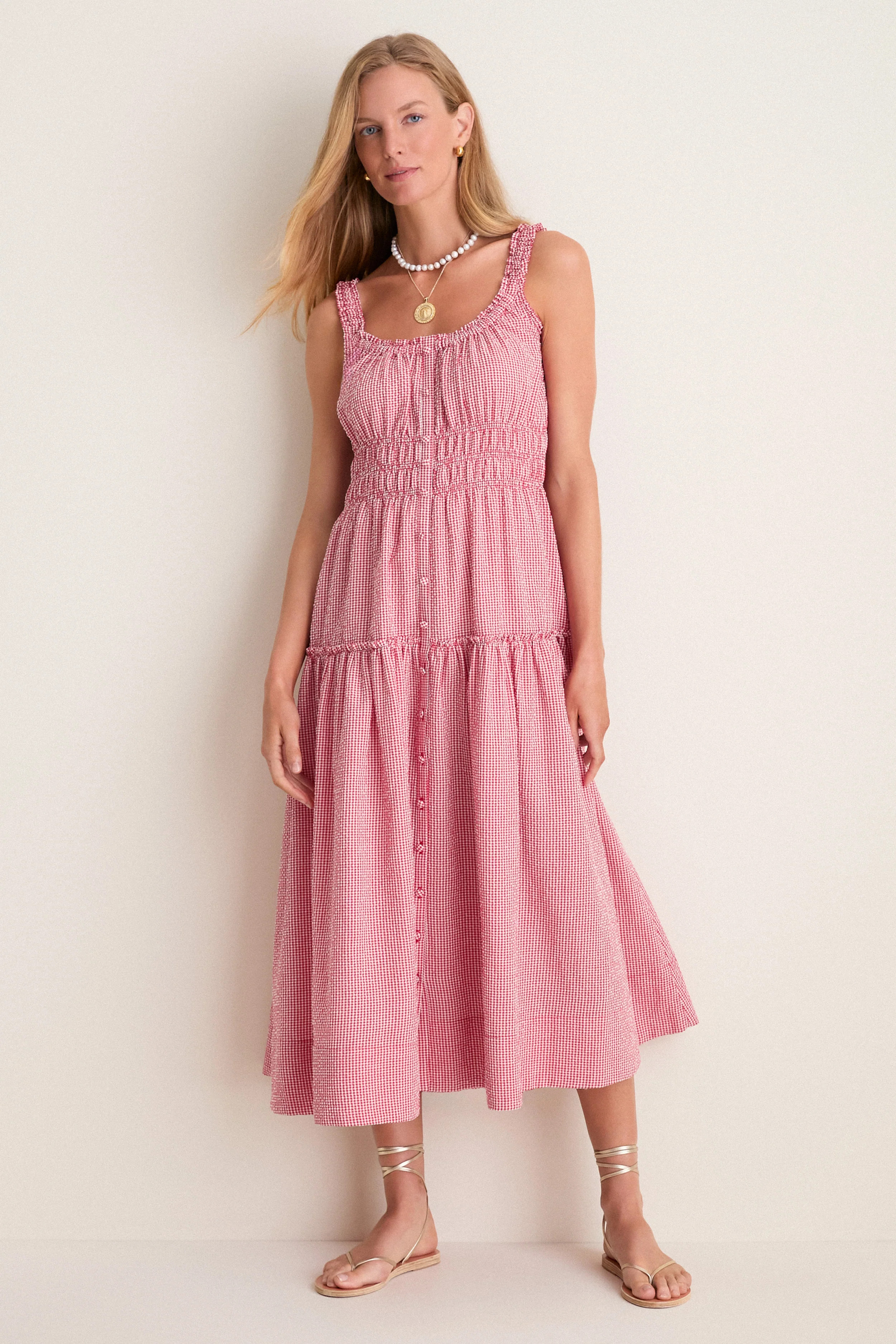 Red Gingham Landis Midi Dress | Tuckernuck (US)
