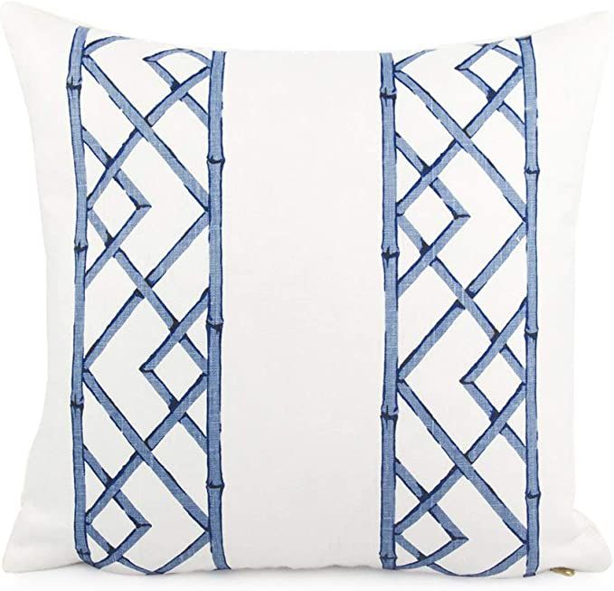 Flowershave357 Blue and White Sarah Richardson Kravet Latticely Ultramarine 18x18 Throw Pillow Co... | Amazon (CA)