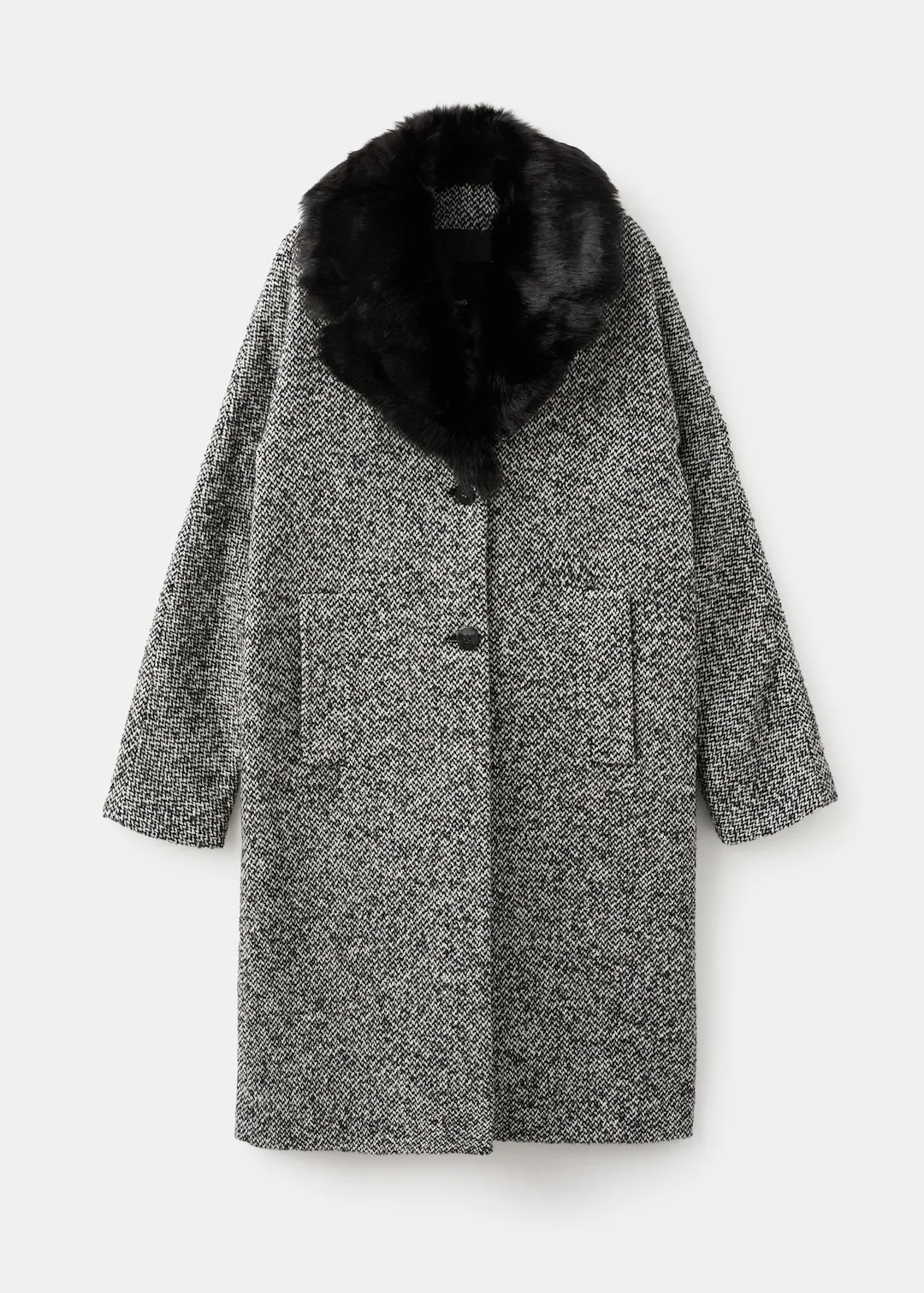 Mottled coat with fur collar | Mango (US/MX/AU)