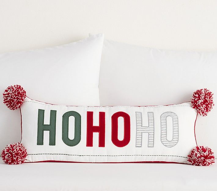 Ho Ho Ho Lumbar Pillow | Pottery Barn Kids