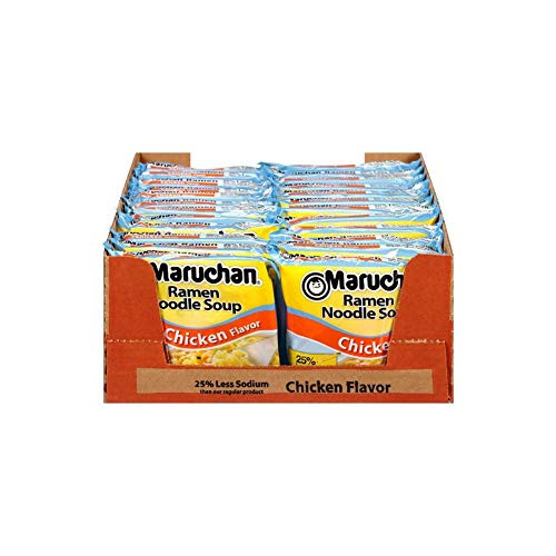 Maruchan Ramen Less Sodium Chicken, Instant Ramen Noodles, Ready to Eat Meals, 3 Oz, 24 Count | Amazon (US)