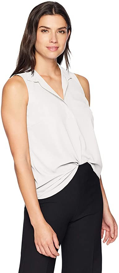 Amazon Brand - Lark & Ro Women's Sleeveless Open Collar Blouse | Amazon (US)