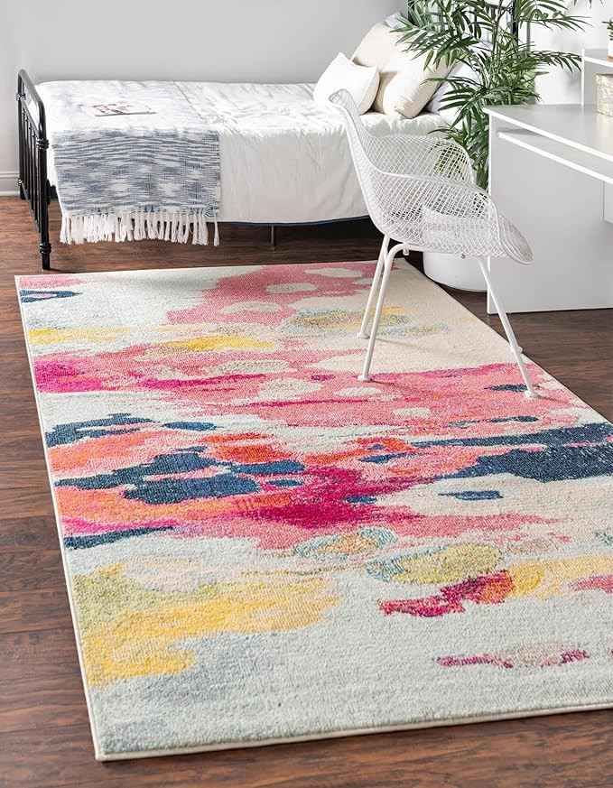 Unique Loom Estrella Collection Light Colors, Abstract, Modern, Vibrant Area Rug, 5 ft x 8 ft, Pi... | Amazon (US)