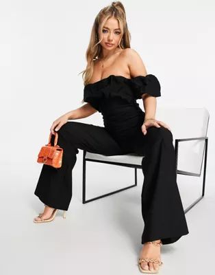 Vesper bandeau ruffle jumpsuit in black | ASOS (Global)