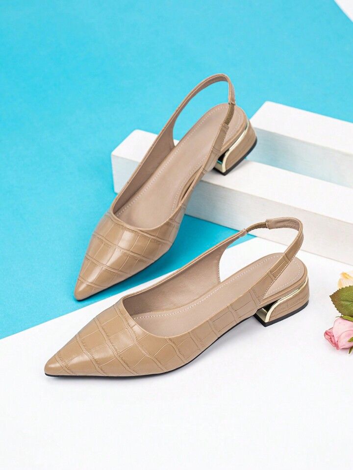 Women's Pointed-Toe Flat Shoes With Open Back, Wide Heel And Chunky Sole | SHEIN | SHEIN