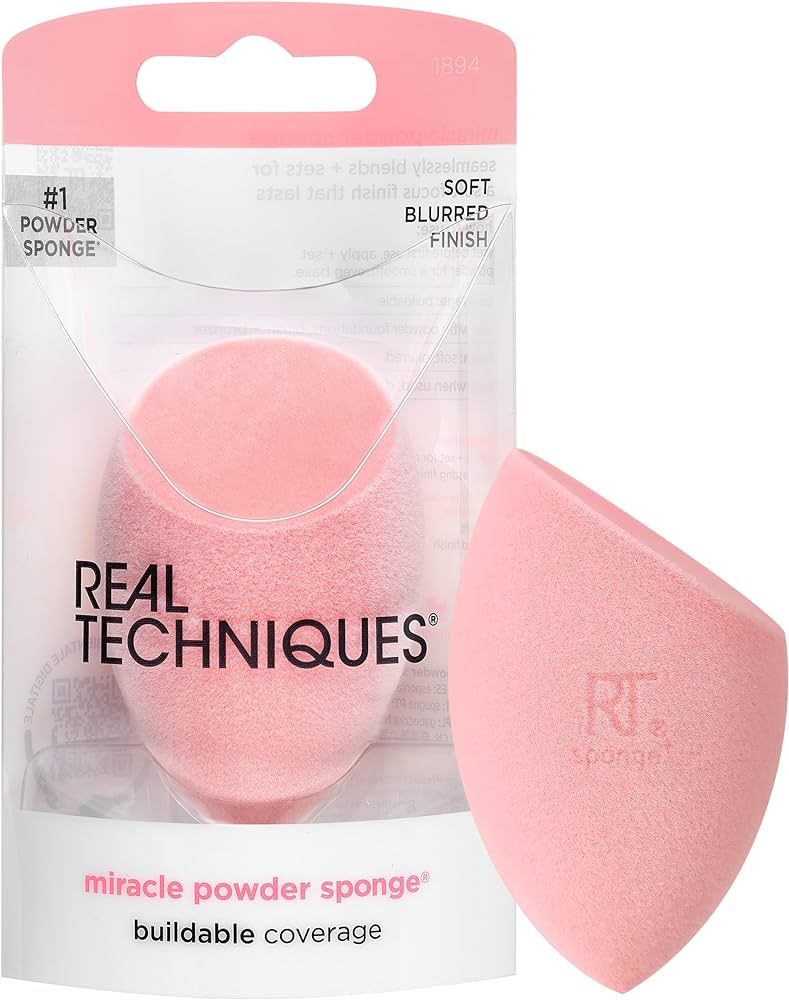 Real Techniques Miracle Powder Sponge, Makeup Blending Sponge For Powder Products, Set Makeup For... | Amazon (US)