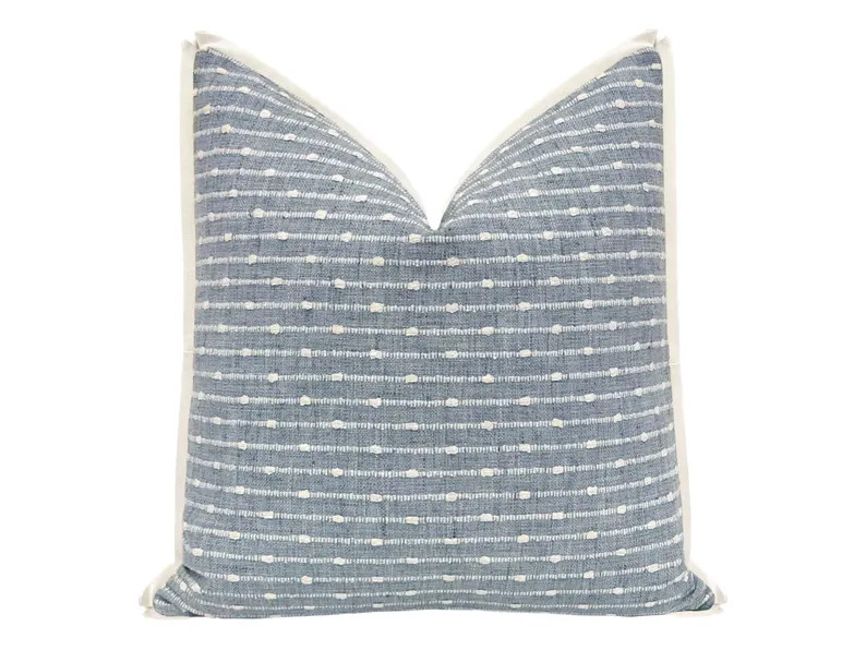 Hampton Tweed // Chambray + Classic Linen // Bone pillow | woven | throw pillow | flange blue pil... | Etsy (Global)