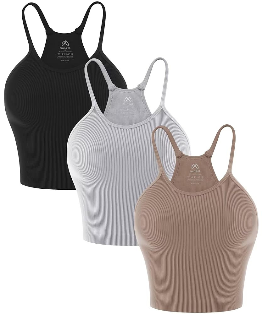 Sunzel Free to Be Tank, Crop Ribbed Tank Tops Seamless Racerback Camisoles No pad Camis Cropped W... | Amazon (US)