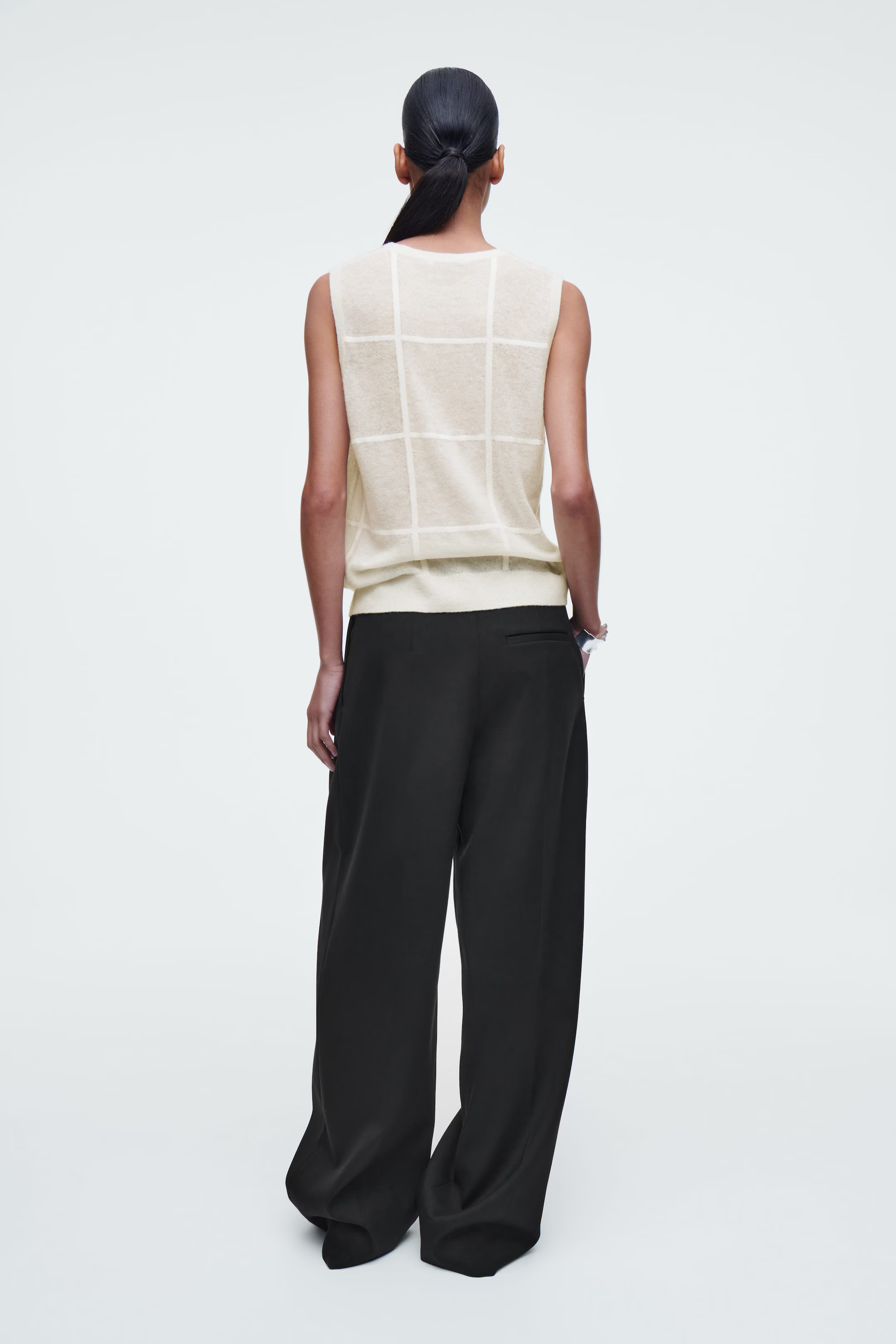 WINDOWPANE-CHECK VEST - IVORY | COS AU | COS (AU)