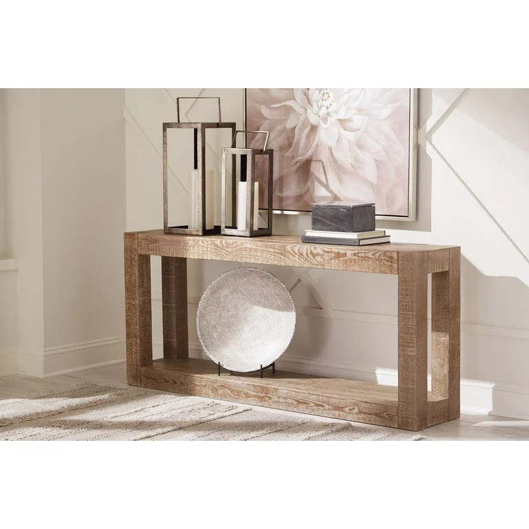 Signature Design by Ashley Waltleigh Pine Wood Modern Console Sofa Table, Distressed Brown | Walmart (US)