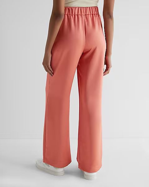 High Waisted Satin Pleated Trouser Pant | Express