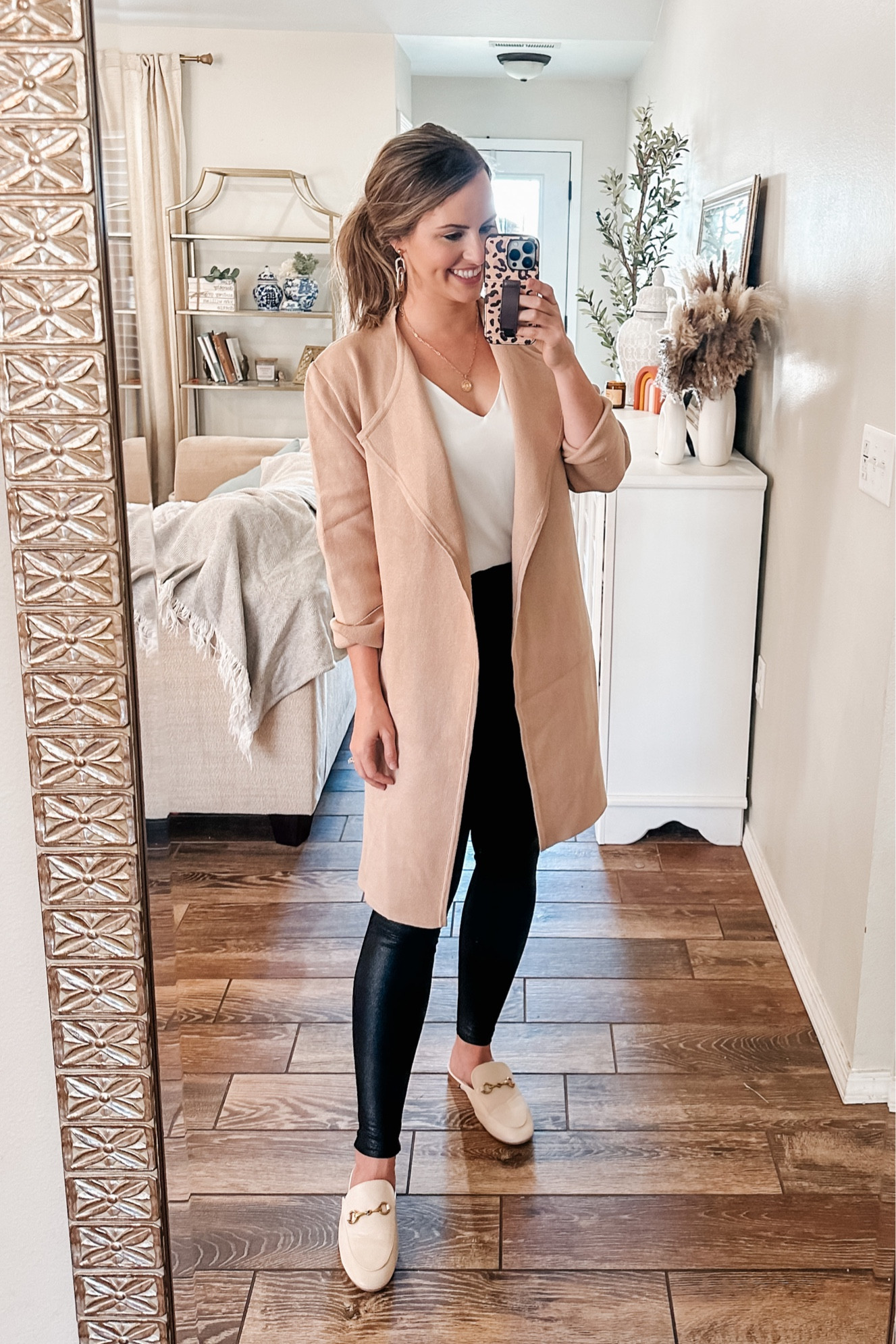 Amazon fall fashion favorites!! 
This coat cardigan (coatigan) is so Lux and dreamy! Amazing quality and comes in several colors. Paired it with my fave cami tank for layering, faux leather leggings & loafers! I’m wearing size M in all for reference. Fits true to size. Coat has a roomy fit and is stretchy & comfortable! 

Fall basics. Women’s outerwear. Fall outfits. Work wear. J crew dupe. Mom style. Mom fashion. Work outfit. Dressy outfit. Amazon coat. Amazon cardigan. Amazon jacket. Spanx dupe on Amazon. Faux leather leggings. White tank top. Cami. Amazon mules.

#LTKworkwear #LTKSeasonal #LTKunder100