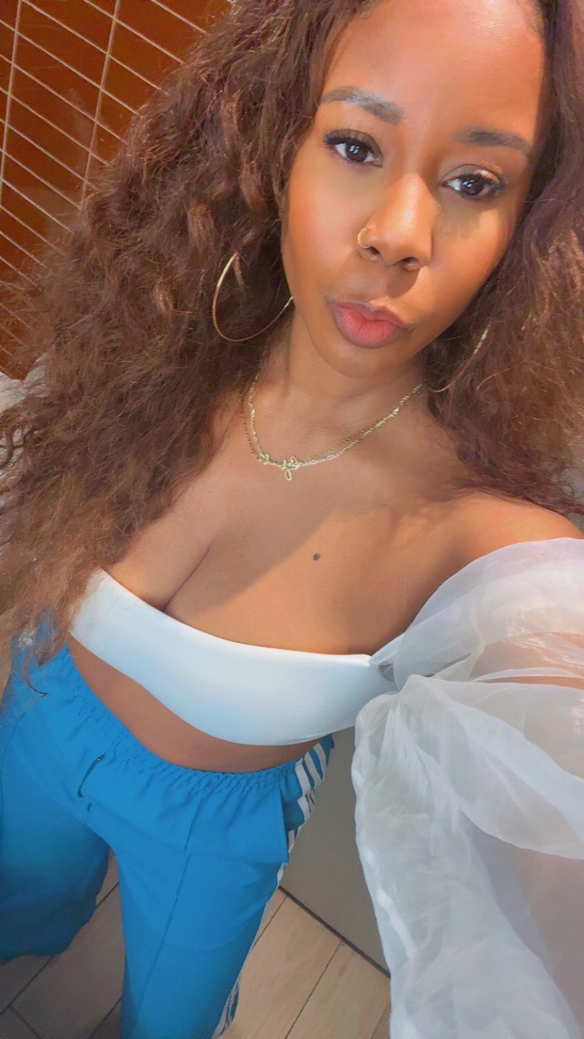 Quick selfie before heading to dinner. #outfitinspo #styleinspo #style #ootd shirt is from revolve, pants are Gucci Addidas collab from the Real Real! 

#LTKTravel #LTKootd #LTKOver40