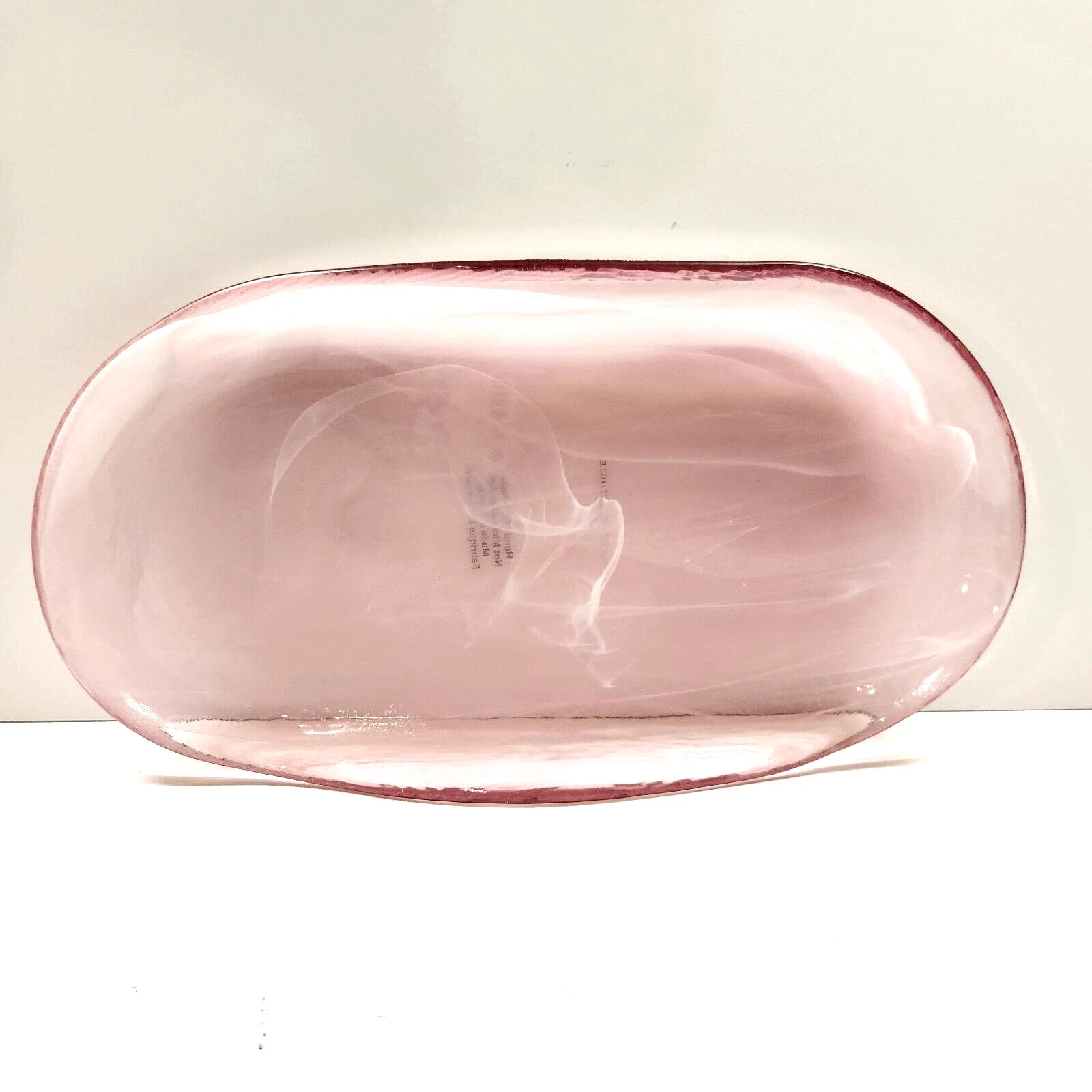 Anthropologie Pink & White Swirl Glass Serving Platter Home Decor 14" x 7.5" | eBay US