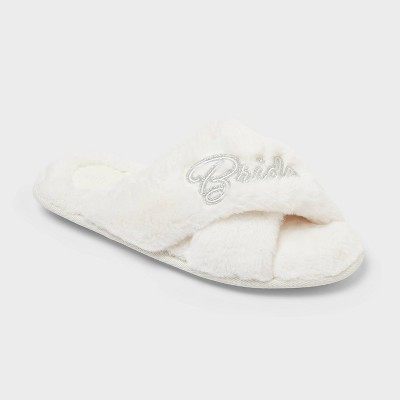Women's Bridal Slide Slippers - Auden™ Off-White XL | Target