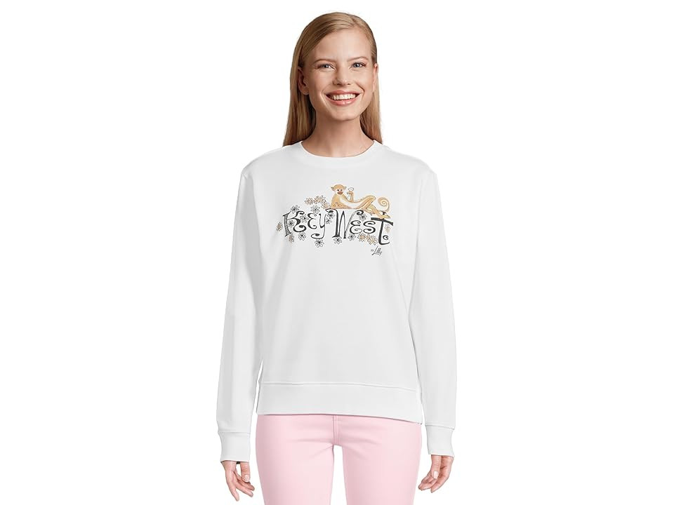 Lilly Pulitzer Ballad Long Sleeve Sweatshirt Women's Sweater Resort White : LG, Cotton/Spandex | Zappos