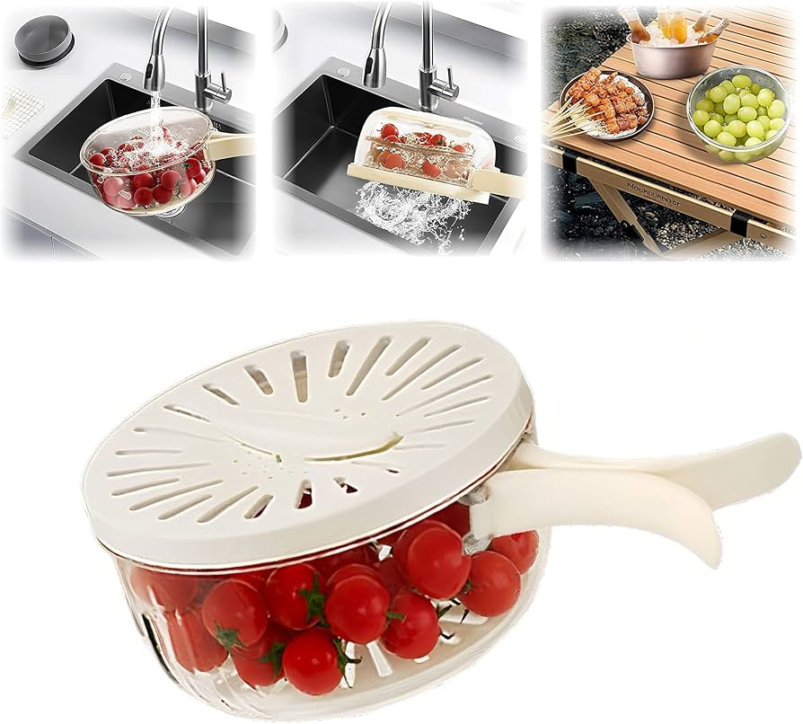 Multifunctional Fruit Washing Bowl with Strainer,2 in 1 Drain basket and Fruit Strainer Container... | Amazon (US)