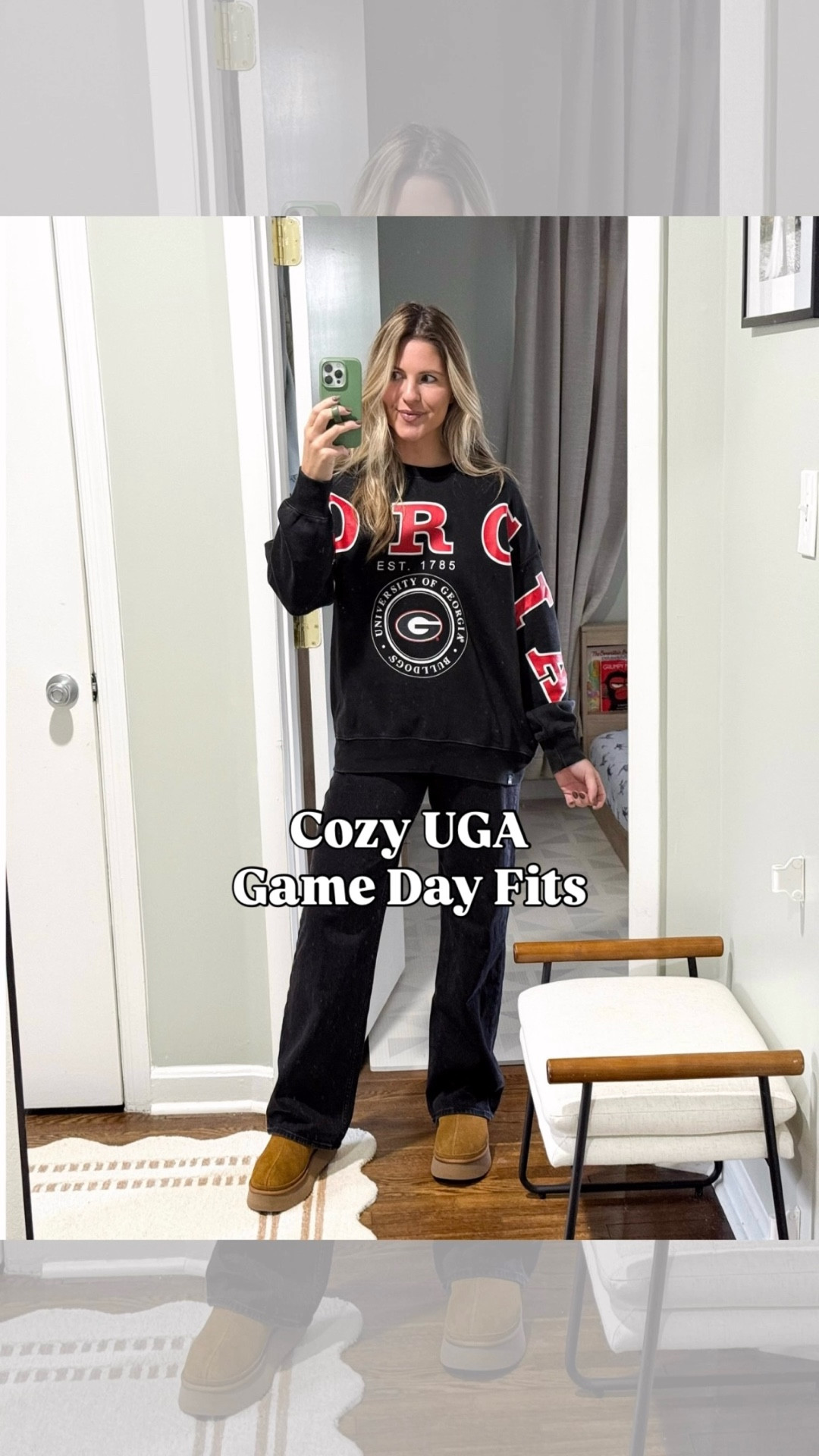 
Game day, but make it cozy 🐾❤️ 🐶

Repping the Dawgs in 3 comfy-chic looks from @gamedaysocial — because who says you can’t stay warm and cute between the hedges? 🖤 

Comment GAMEDAY below for a link to shop 👇🏼

#GoDawgs #UGAGameDay #DawgNation #CozyGameDayVibes #AthensStyle #UGAFashion #GameDaySocial #CollegeFootballStyle #FallFits #OOTD #GamedayReady