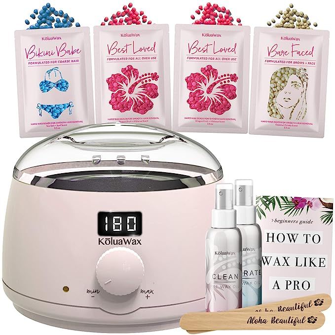 Waxing Kit Digital Wax Warmer Hair Removal with Hard Wax Beans. KoluaWax Machine - Multiple Wax B... | Amazon (US)