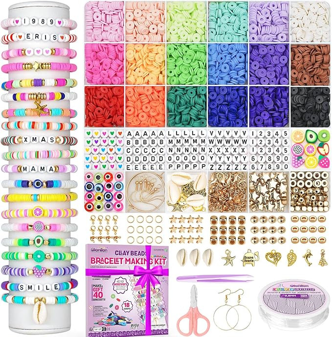 Gionlion Friendship Bracelet Kit Concert Bracelets Merch, 5200 Pcs Clay Beads Bracelet Making Kit... | Amazon (US)
