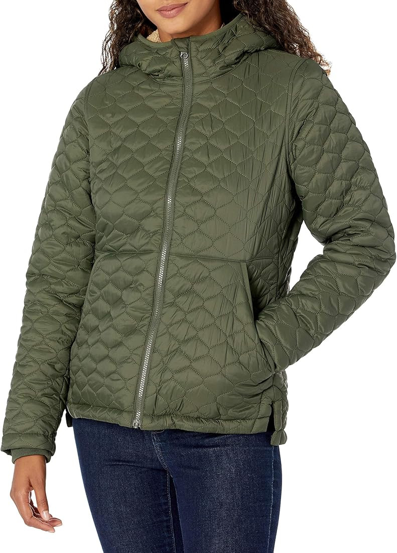 Amazon Essentials Women's Lightweight Water-Resistant Sherpa-Lined Hooded Puffer | Amazon (US)