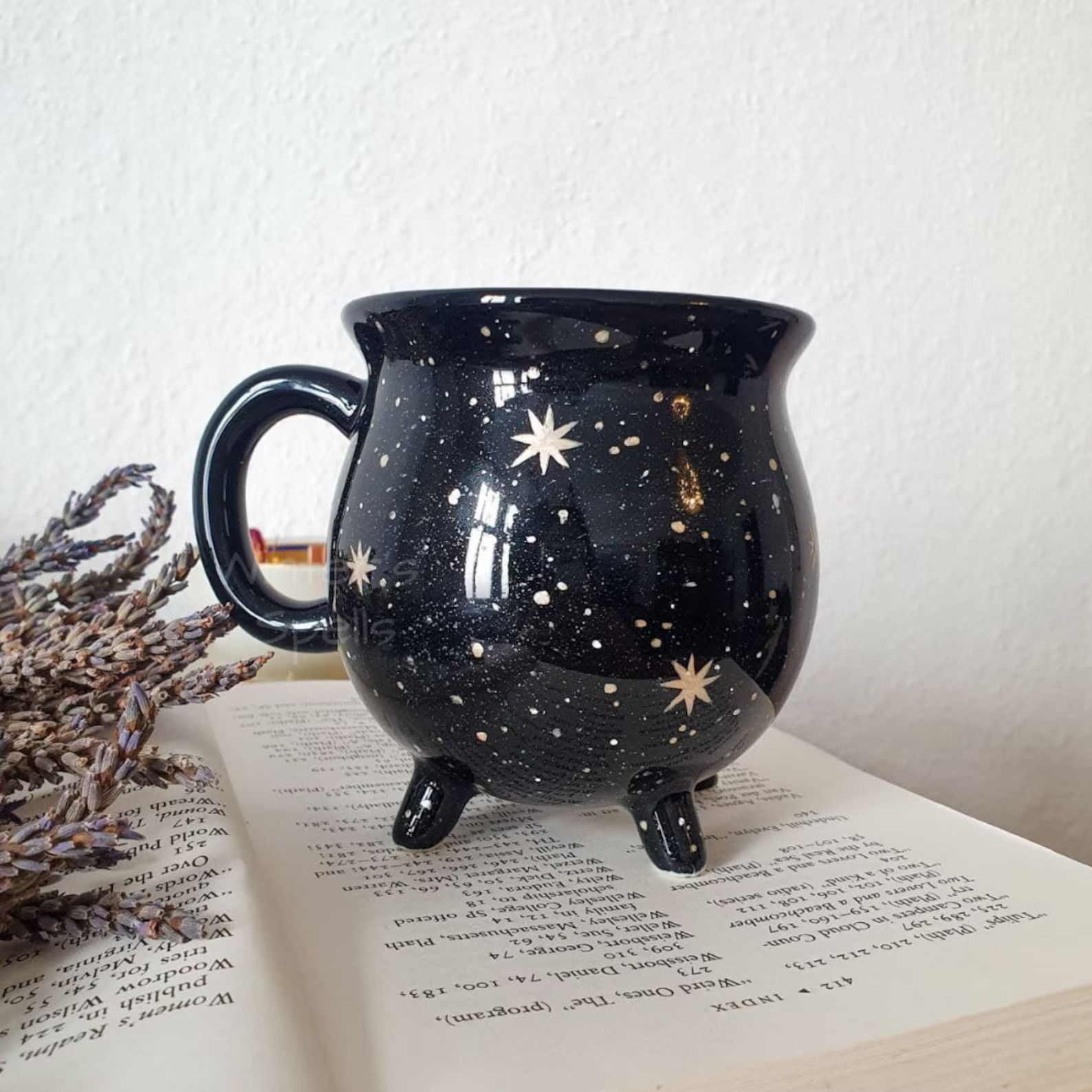 Black Cauldron Galaxy Mug Ceramic Wiccan Home Decor Halloween - Etsy | Etsy (US)