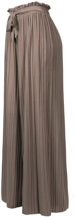 Design by Olivia Women's Ribbon Tie Chiffon Loose Pleated Wide Leg Palazzo Pants | Amazon (US)
