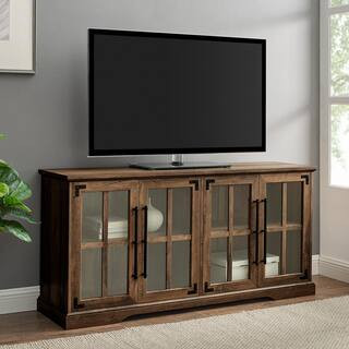 Welwick Designs58 in. Reclaimed Barnwood Composite TV Stand Fits TVs Up to 64 in. with Storage Do... | The Home Depot